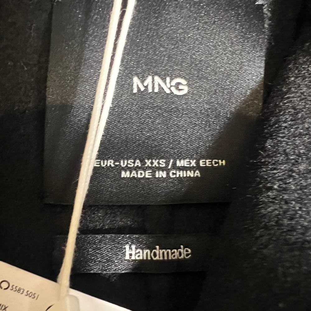 Mango MNG Abrigo Classic Handmade Black Long Wrap Coat Belted XXS - Picture 3 of 7
